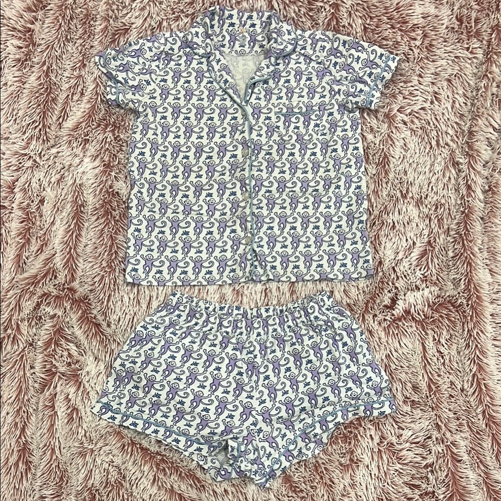 Roller Rabbit purple and White Pajama Set purple & blue and white